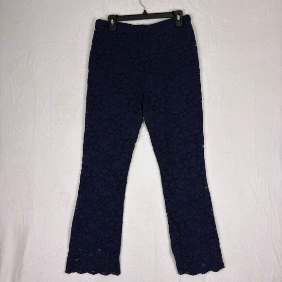 Free People Blue Eyelet Floral Pull On Bootcut Pants Size Medium - Picture 7 of 11
